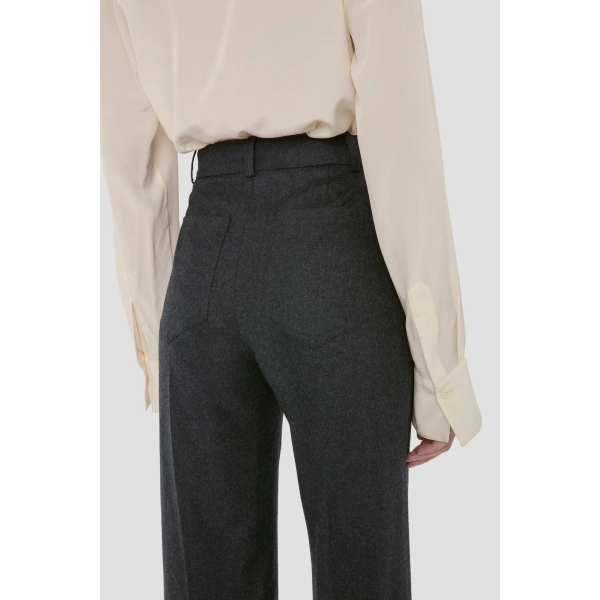Victoria Beckham Alina Trouser in Dark Grey Melange | Wide-Leg Pants | Coveti, view 4