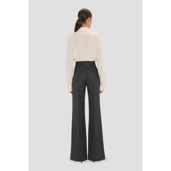 Victoria Beckham Alina Trouser in Dark Grey Melange | Wide-Leg Pants | Coveti, view 5