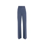 Victoria Beckham Alina Trouser in Dusk Blue Melange | Wide-Leg Pants | Coveti