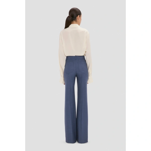 Victoria Beckham Alina Trouser in Dusk Blue Melange | Wide-Leg Pants | Coveti, view 5