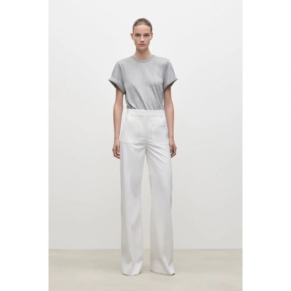 Victoria Beckham Alina Trouser in Ivory | Wide-Leg Pants | Coveti, view 2