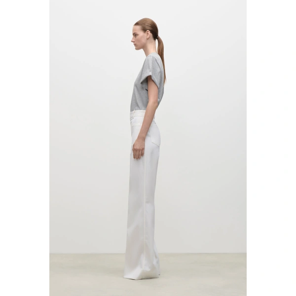 Victoria Beckham Alina Trouser in Ivory | Wide-Leg Pants | Coveti, view 3