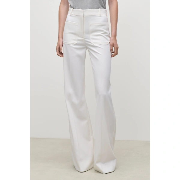 Victoria Beckham Alina Trouser in Ivory | Wide-Leg Pants | Coveti, view 5