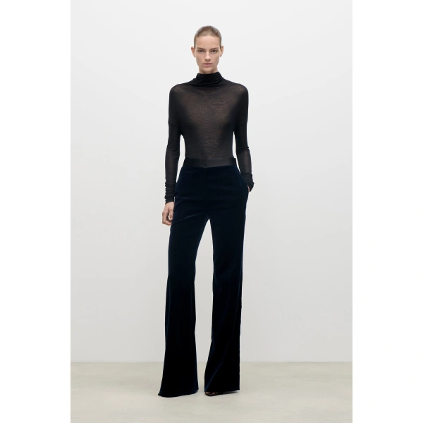 Victoria Beckham Alina Trouser in Midnight | Wide-Leg Pants | Coveti, view 2