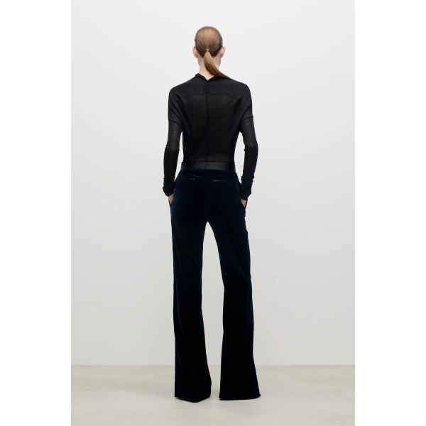 Victoria Beckham Alina Trouser in Midnight | Wide-Leg Pants | Coveti, view 4