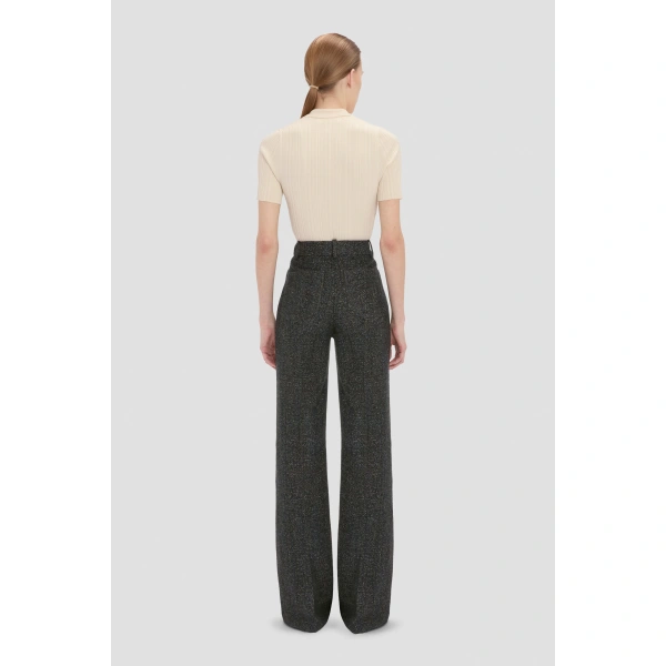 Victoria Beckham Alina Trouser in Ore Melange | Wide-Leg Pants | Coveti, view 5