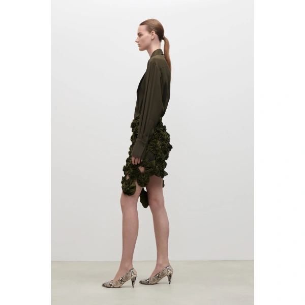 Victoria Beckham Applique Skirt in Marsh Green | Mini Skirts | Coveti, view 3