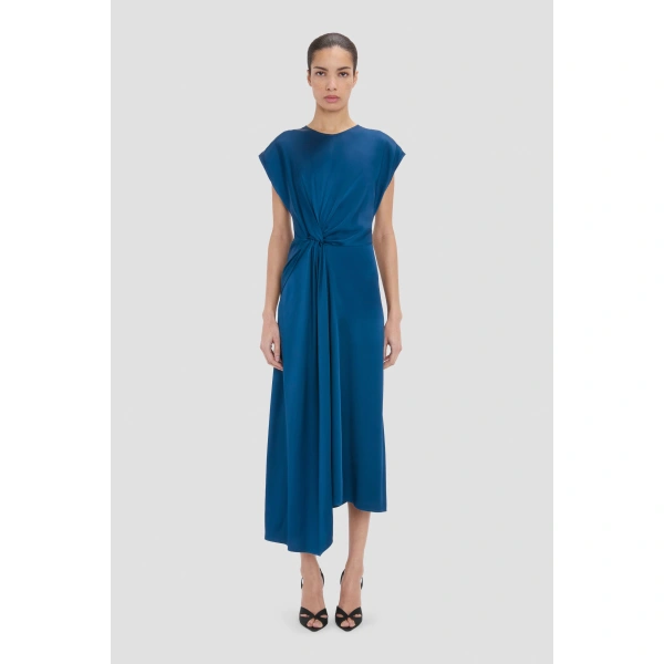 Victoria Beckham Aria Midi Dress in Dark Ocean | Midi Dresses | Coveti, view 2