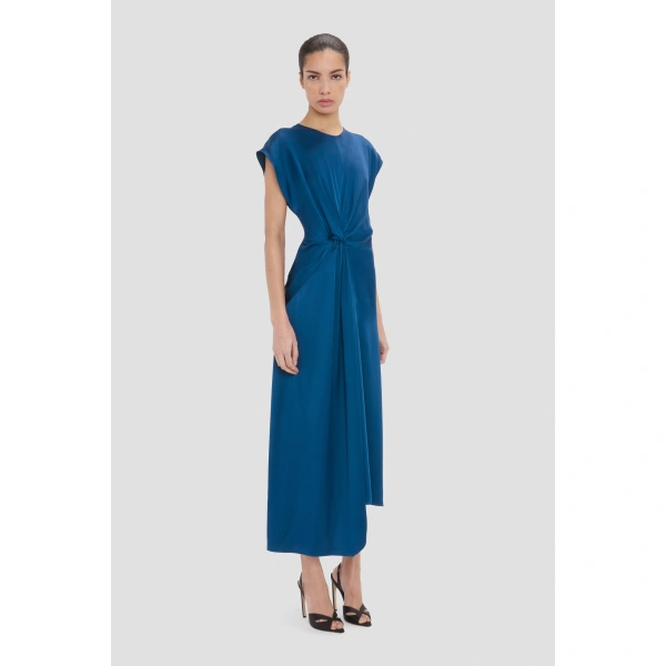 Victoria Beckham Aria Midi Dress in Dark Ocean | Midi Dresses | Coveti, view 3