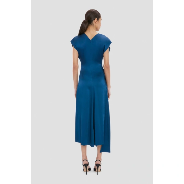 Victoria Beckham Aria Midi Dress in Dark Ocean | Midi Dresses | Coveti, view 5