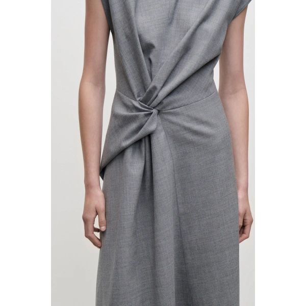 Victoria Beckham Aria Midi Dress in Light Grey Melange | Midi Dresses | Coveti, view 5