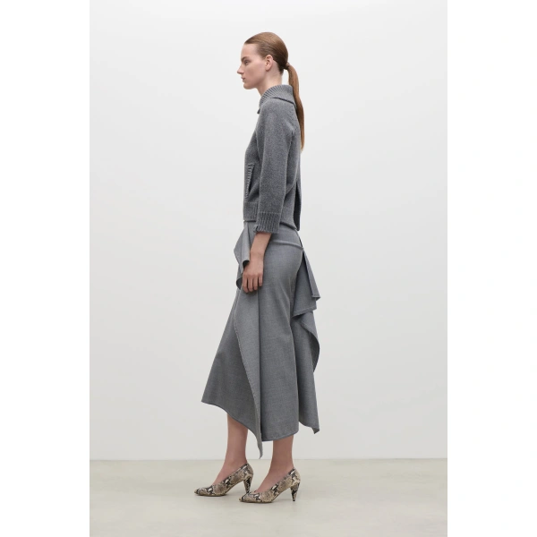 Victoria Beckham Asymmetric Collar Jumper in Granite | Sweaters | Coveti, view 3