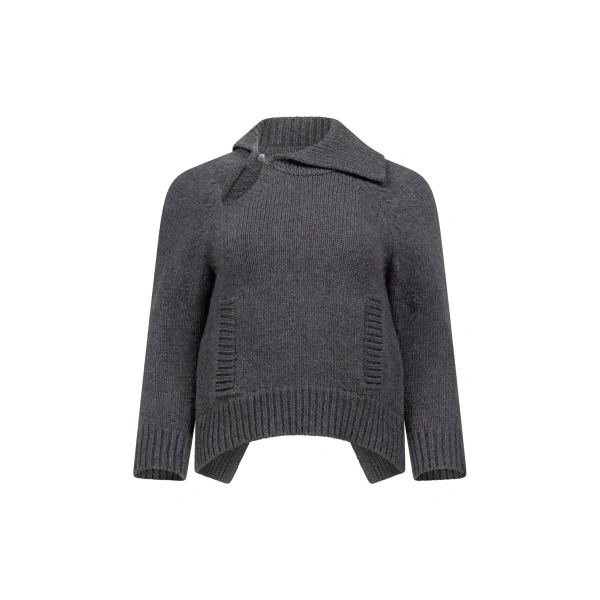 Asymmetric Collar Jumper in Granite