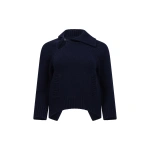 Victoria Beckham Asymmetric Collar Jumper in Navy | Sweaters | Coveti
