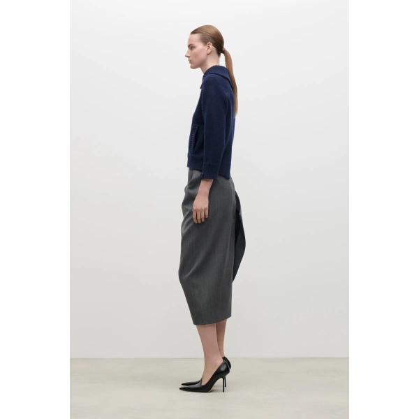 Victoria Beckham Asymmetric Collar Jumper in Navy | Sweaters | Coveti, view 4