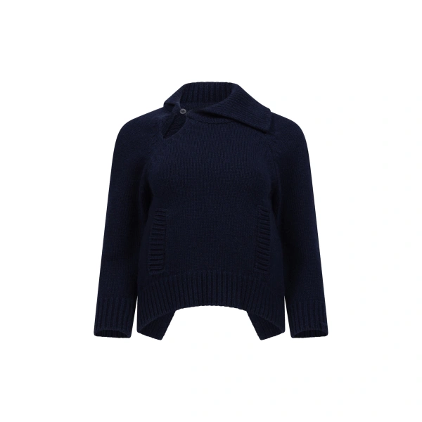 Asymmetric Collar Jumper in Navy