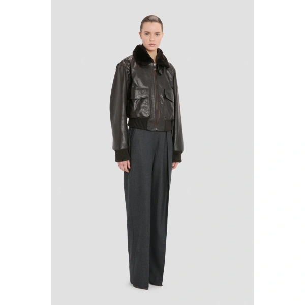 Victoria Beckham Aviator Jacket in Dark Earth | Leather Jackets | Coveti, view 2