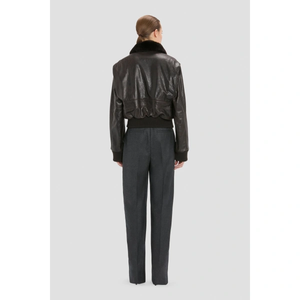 Victoria Beckham Aviator Jacket in Dark Earth | Leather Jackets | Coveti, view 5