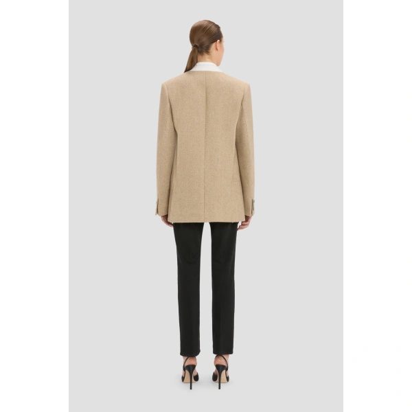 Victoria Beckham Beatrice Jacket in Camel Melange | Blazers | Coveti, view 5