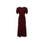 Victoria Beckham Bela Midi Dress in Burgundy | Midi Dresses | Coveti