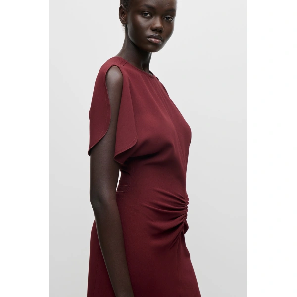 Victoria Beckham Bela Midi Dress in Burgundy | Midi Dresses | Coveti, view 6