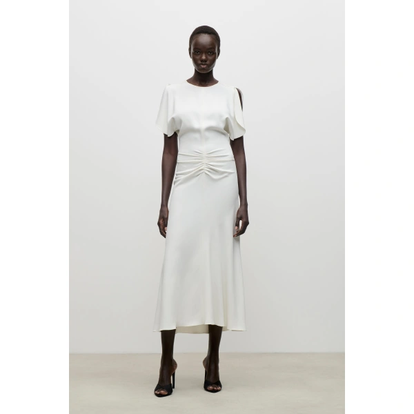 Victoria Beckham Bela Midi Dress in Ivory Bright | Midi Dresses | Coveti, view 2