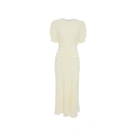 Victoria Beckham Bela Midi Dress in Ivory Bright | Midi Dresses | Coveti