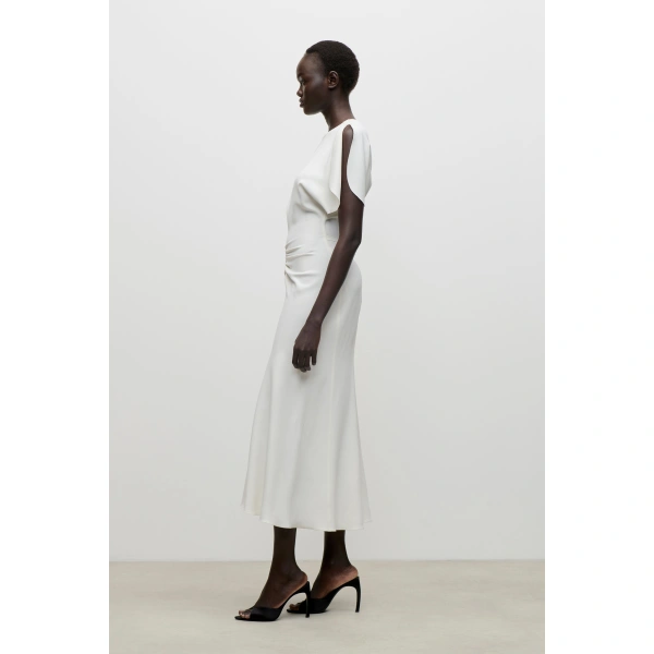Victoria Beckham Bela Midi Dress in Ivory Bright | Midi Dresses | Coveti, view 3