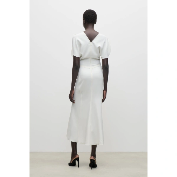 Victoria Beckham Bela Midi Dress in Ivory Bright | Midi Dresses | Coveti, view 5