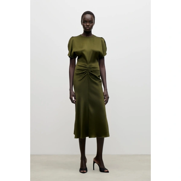 Victoria Beckham Bela Midi Dress in Marsh Green | Midi Dresses | Coveti, view 2
