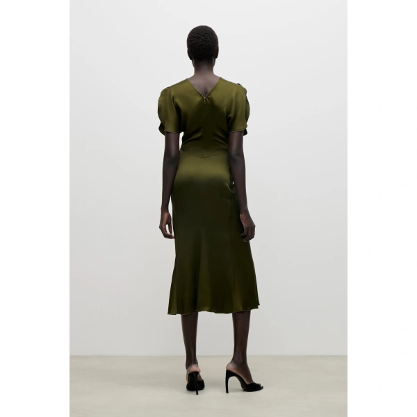 Victoria Beckham Bela Midi Dress in Marsh Green | Midi Dresses | Coveti, view 4