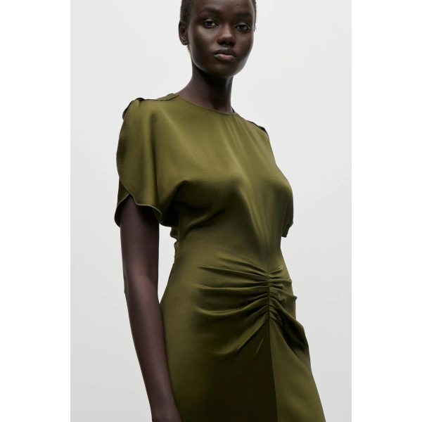 Victoria Beckham Bela Midi Dress in Marsh Green | Midi Dresses | Coveti, view 6