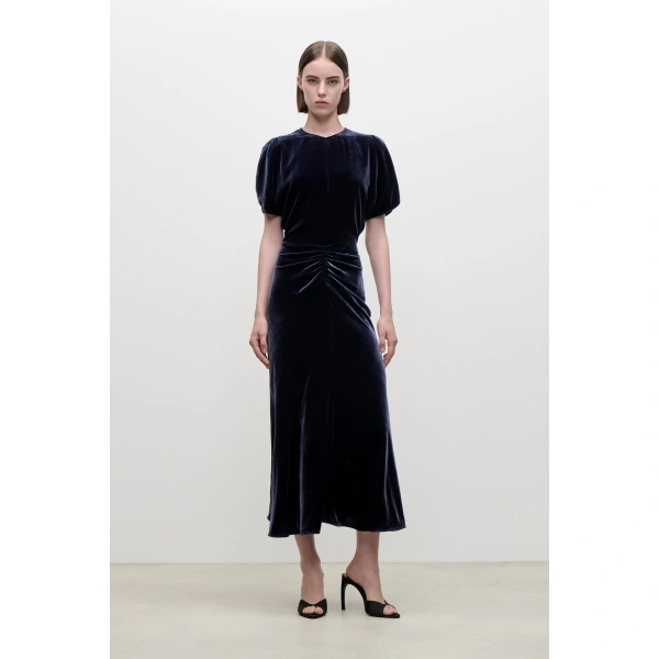 Victoria Beckham Bela Midi Dress in Navy | Midi Dresses | Coveti, view 2