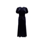 Victoria Beckham Bela Midi Dress in Navy | Midi Dresses | Coveti