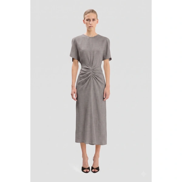 Victoria Beckham Bela Midi Dress in Ore | Midi Dresses | Coveti, view 2