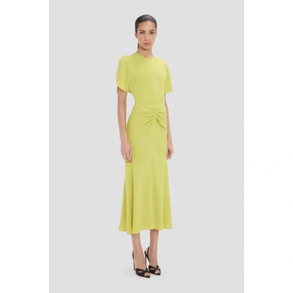 Victoria Beckham Bela Midi Dress in Yellow | Midi Dresses | Coveti, view 3