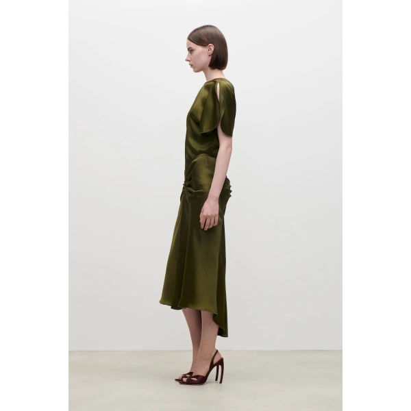 Victoria Beckham Bela Midi Skirt in Marsh Green | Midi Skirts | Coveti, view 3