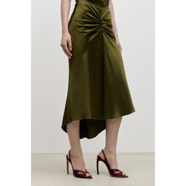 Victoria Beckham Bela Midi Skirt in Marsh Green | Midi Skirts | Coveti, view 6