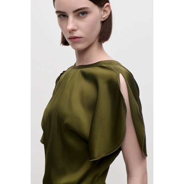 Victoria Beckham Bela Top in Marsh Green | Blouses | Coveti, view 5