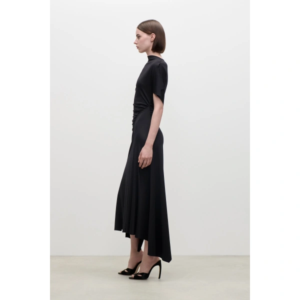 Victoria Beckham Blousey Midi Dress in Black | Midi Dresses | Coveti, view 3