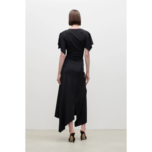 Victoria Beckham Blousey Midi Dress in Black | Midi Dresses | Coveti, view 4