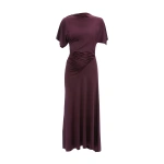 Victoria Beckham Blousey Midi Dress in Blackcurrant | Midi Dresses | Coveti