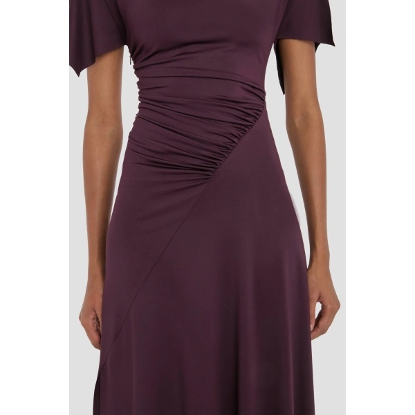 Victoria Beckham Blousey Midi Dress in Blackcurrant | Midi Dresses | Coveti, view 4