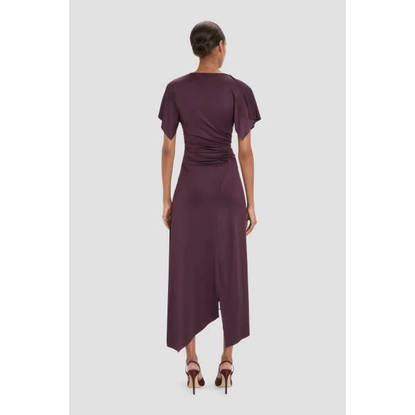 Victoria Beckham Blousey Midi Dress in Blackcurrant | Midi Dresses | Coveti, view 5