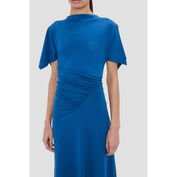 Victoria Beckham Blousey Midi Dress in Blue | Midi Dresses | Coveti, view 5