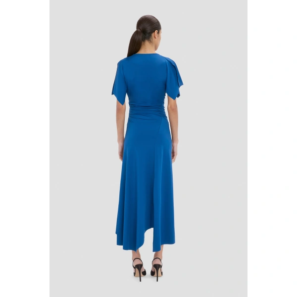 Victoria Beckham Blousey Midi Dress in Blue | Midi Dresses | Coveti, view 6
