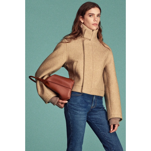 Victoria Beckham Bomber Jacket in Camel Melange | Bomber Jackets | Coveti, view 2