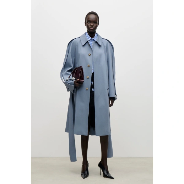 Victoria Beckham Car Coat in Blue | Coats | Coveti, view 2