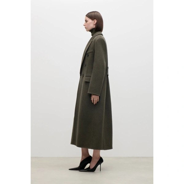 Victoria Beckham Catriona Coat in Marsh Green | Wool & Cashmere Coats | Coveti, view 4
