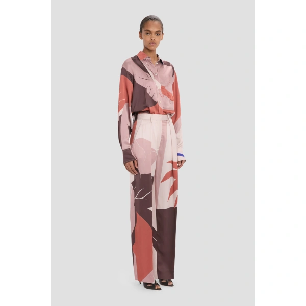 Victoria Beckham Cecilia Trouser in Abstract Earth Print | Wide-Leg Pants | Coveti, view 3